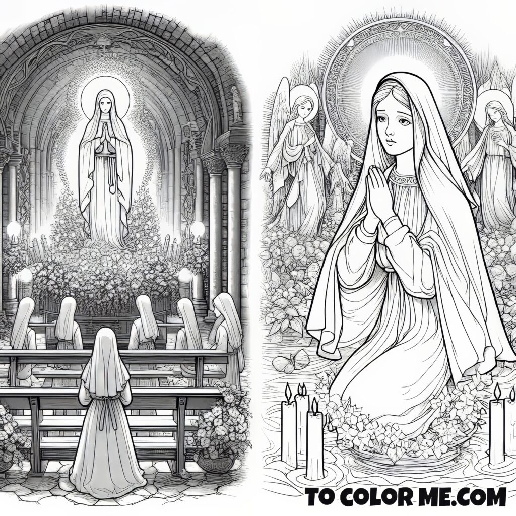 Saintly Visions: A Coloring Journey with St. Bernadette