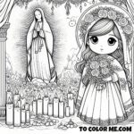 Bernadette and the Virgin: Serene Coloring Scenes for Kids