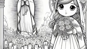 Bernadette and the Virgin: Serene Coloring Scenes for Kids