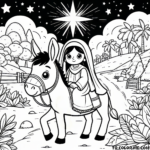 Expectant Journey: Mary on the Donkey for You to Color