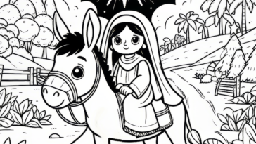 Expectant Journey: Mary on the Donkey for You to Color
