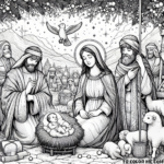 Heavenly Gathering with the Holy Spirit: The Nativity Scene with Joseph, Mary, and Baby Jesus