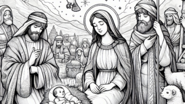 Heavenly Gathering with the Holy Spirit: The Nativity Scene with Joseph, Mary, and Baby Jesus