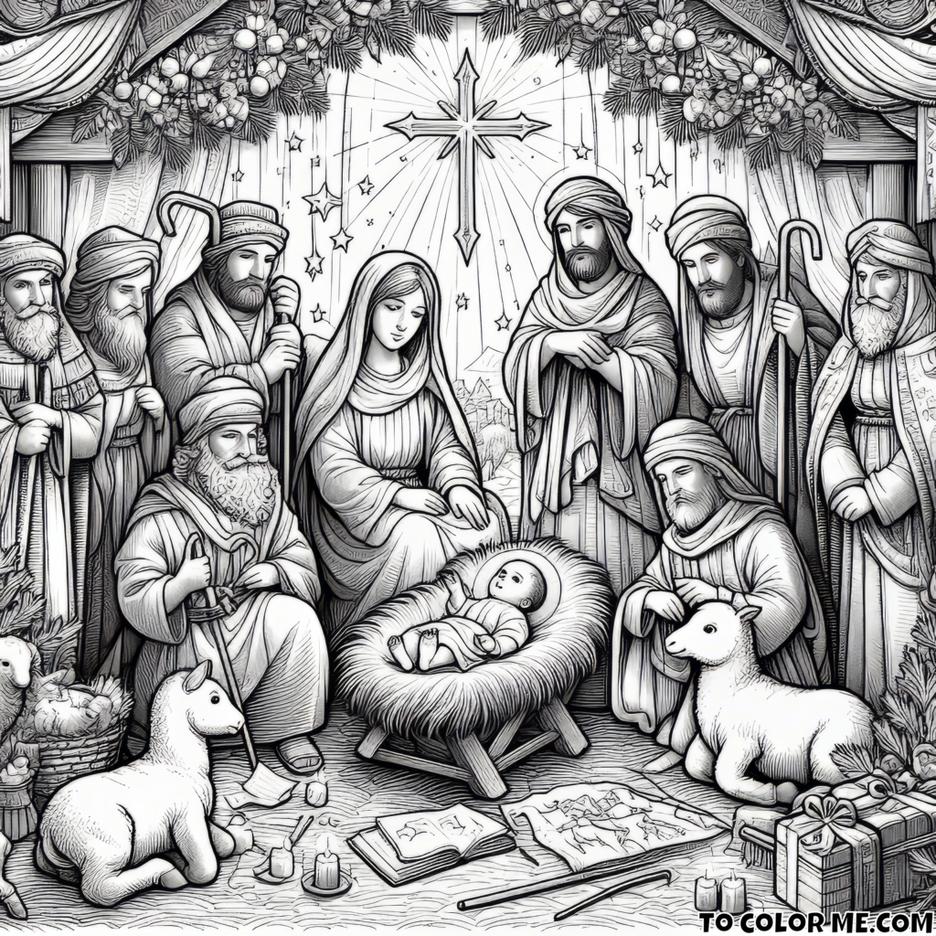 Starry Night: Shepherds and Animals Adoring the Newborn King