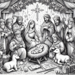 Starry Night: Shepherds and Animals Adoring the Newborn King