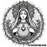 Fatima’s Revelation: The Immaculate Heart of Mary Coloring Scene