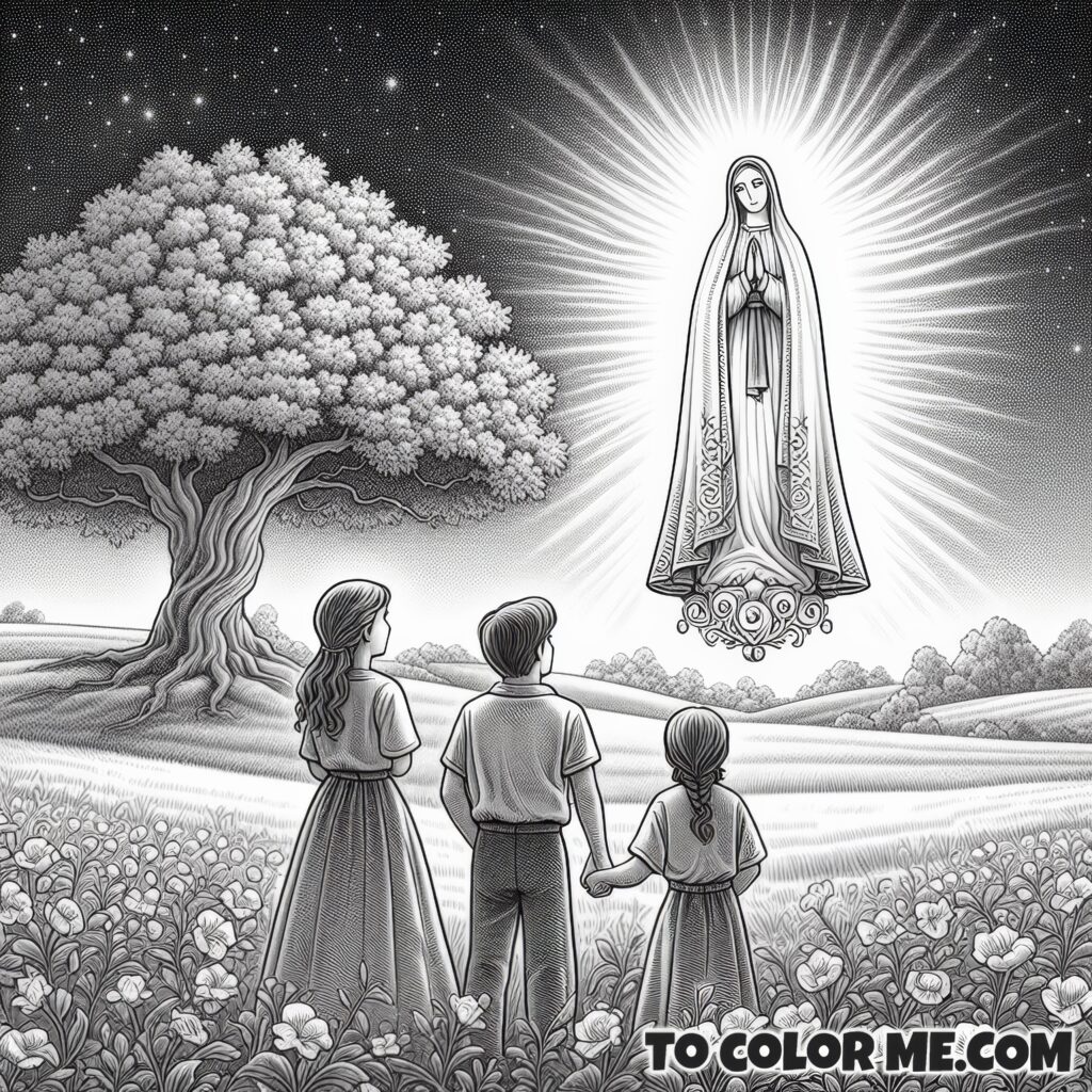 Our Lady’s Visit to Fatima’s Children: A Scene to Color