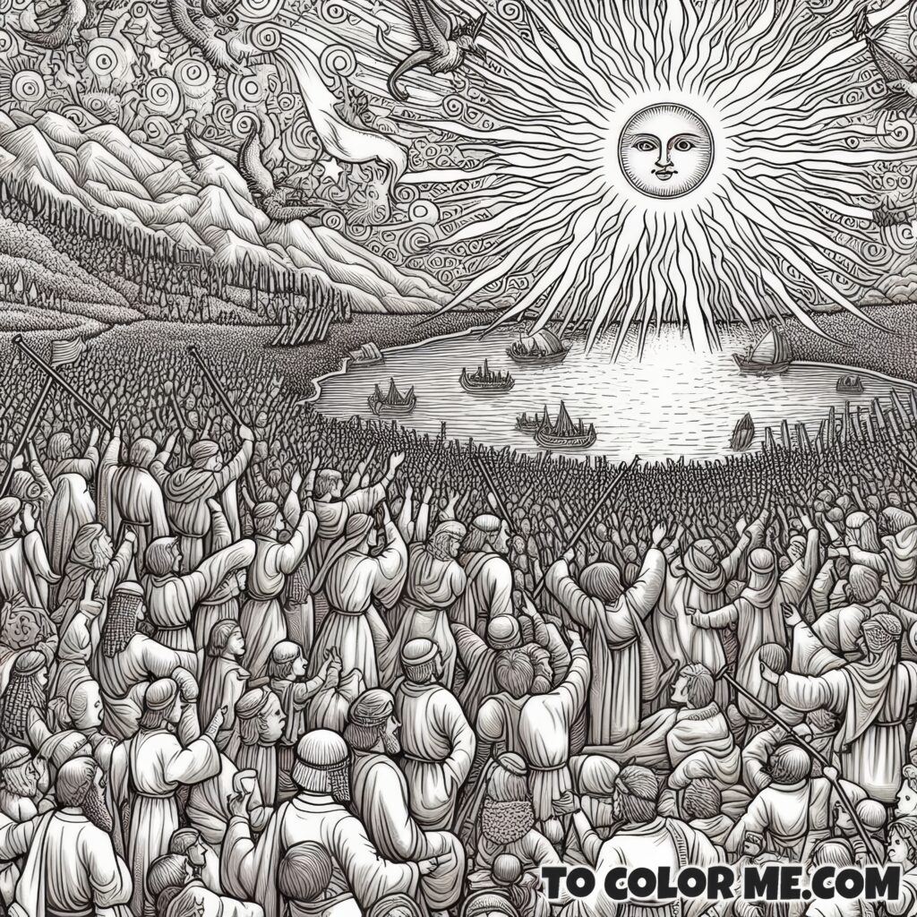 Fatima’s Solar Ballet: A Coloring Scene of the Sun’s Display