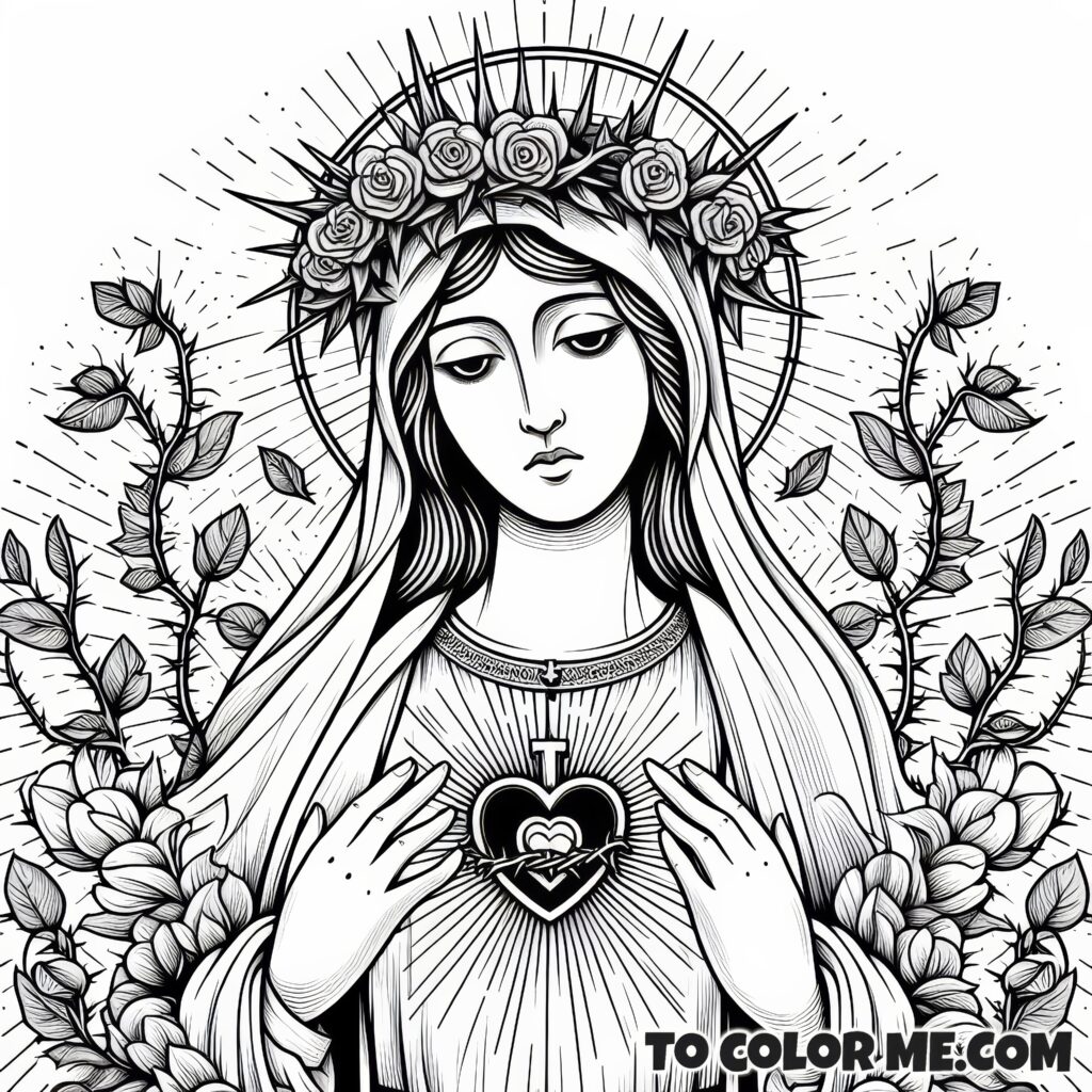 Embrace Fatima’s Message: The Immaculate Heart Coloring Page