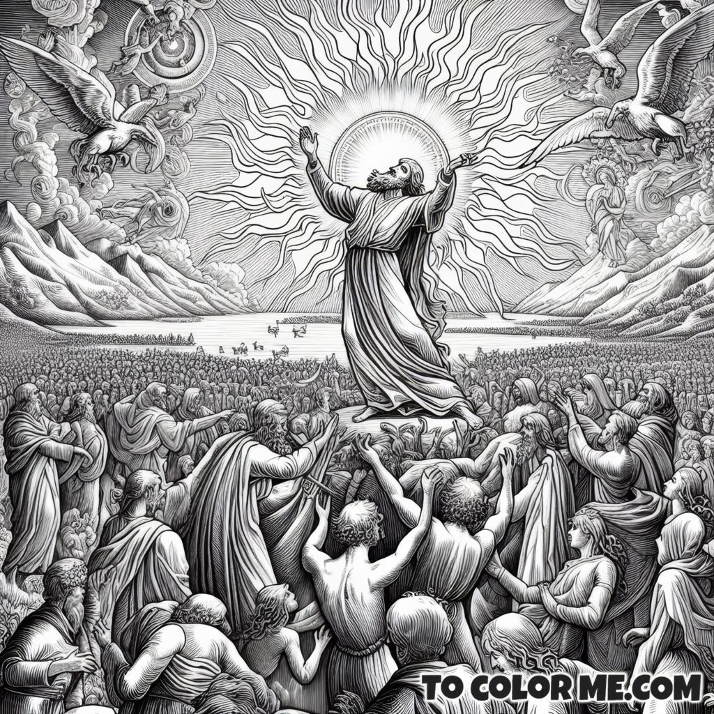 Sun’s Waltz Over Fatima: A Coloring Page of the October Miracle