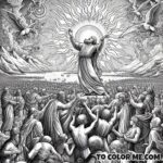 Sun’s Waltz Over Fatima: A Coloring Page of the October Miracle