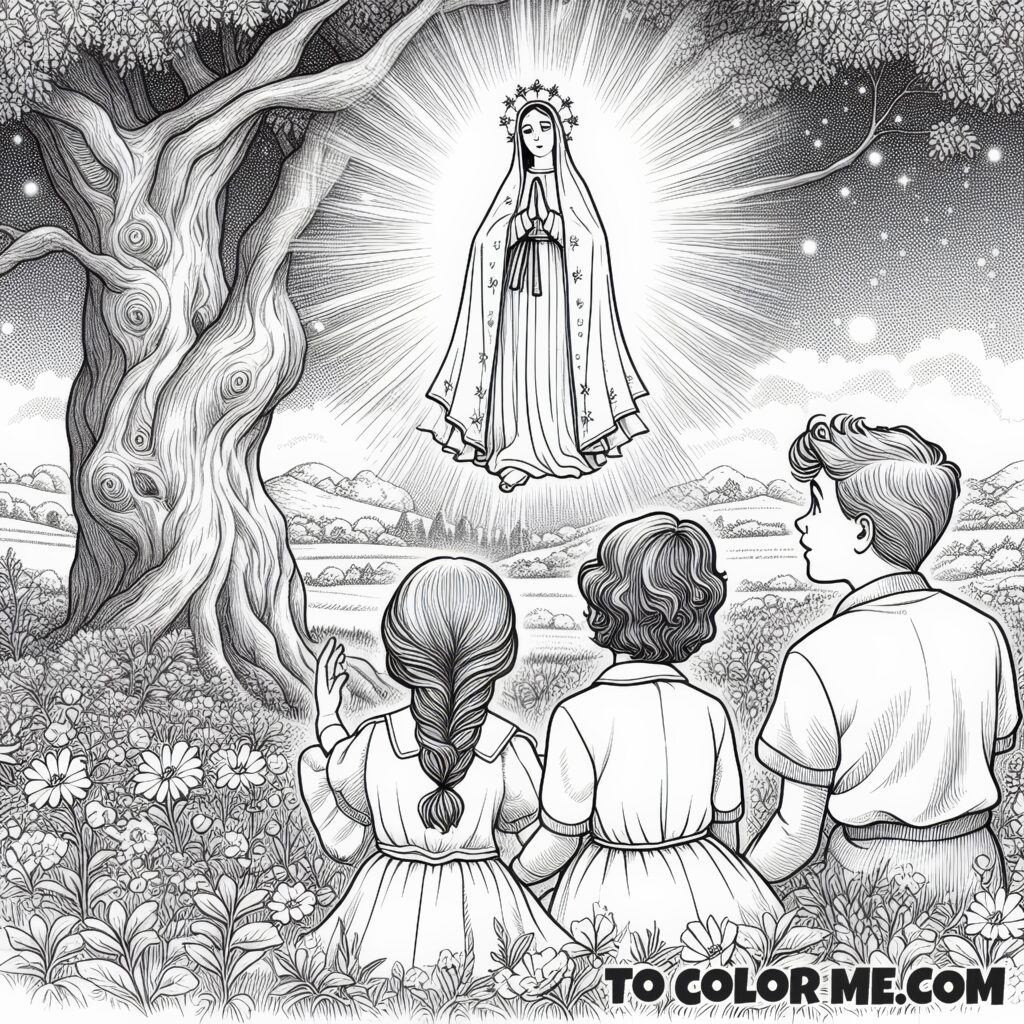 Fatima’s First Heavenly Message: A Coloring Page of the Apparition
