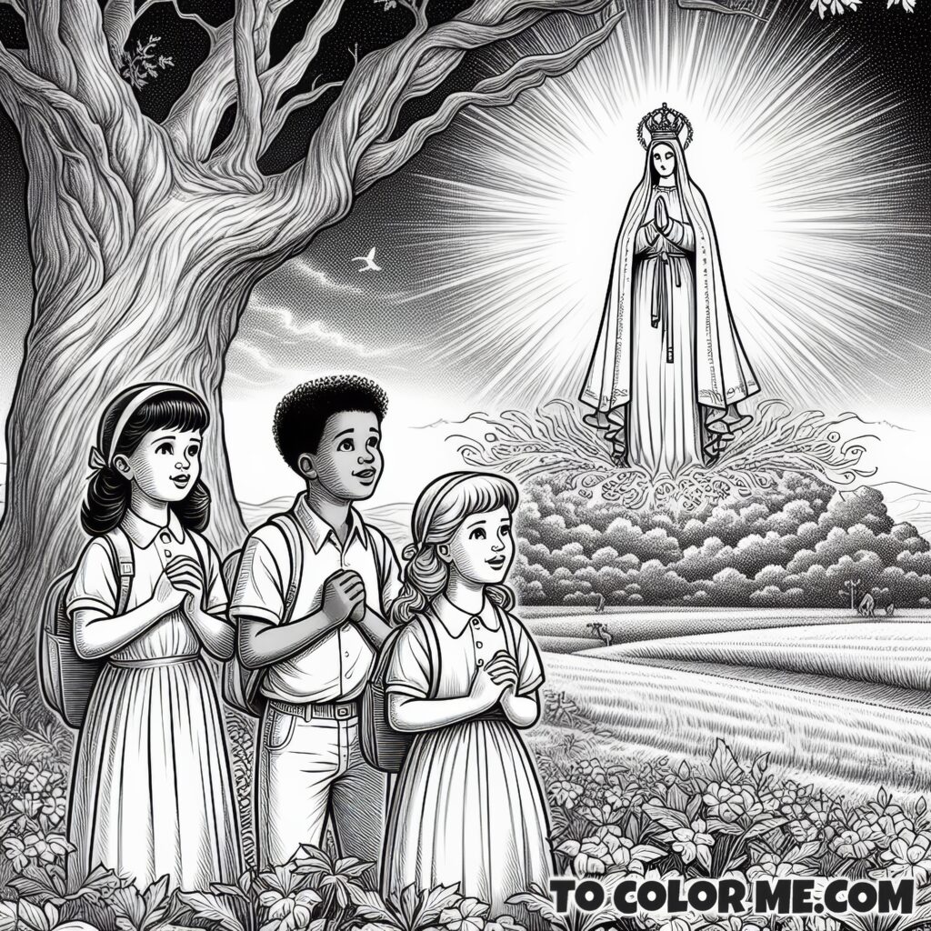 Our Lady’s Message Unfolds: The First Apparition Coloring Page