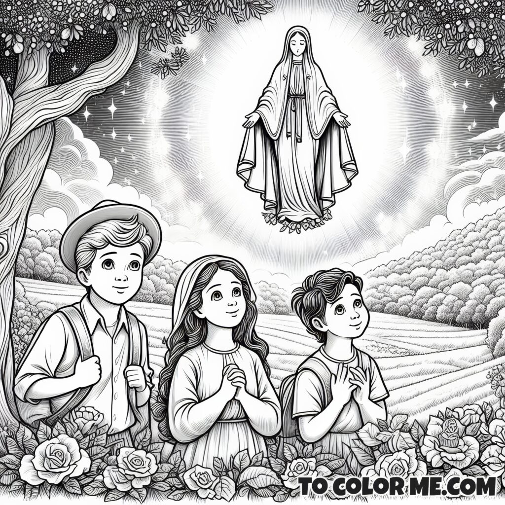 Mary’s First Message to Fatima: A Historical Coloring Scene