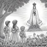 Fatima’s First Encounter with Mary: A Coloring Page of Faith