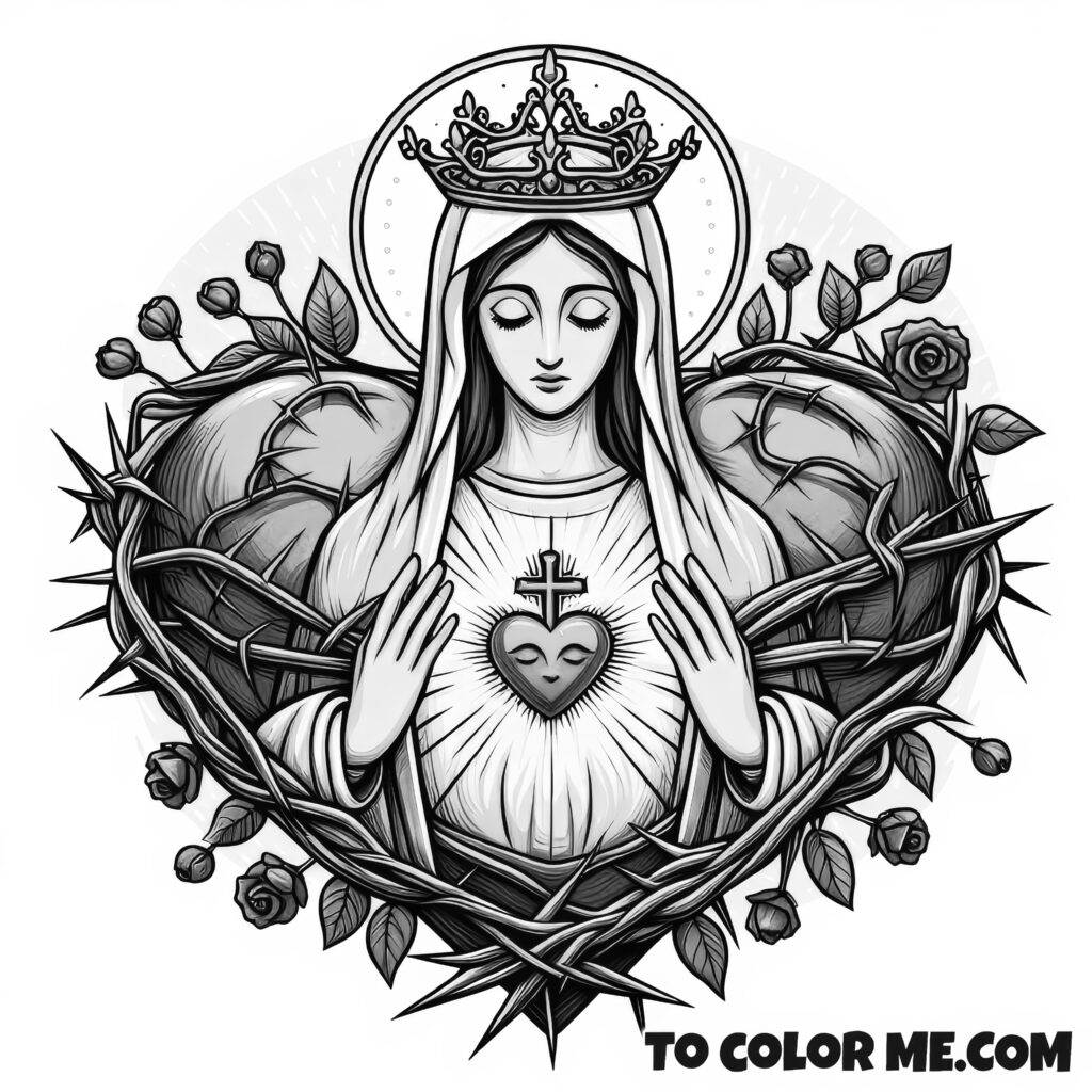 Fatima’s Pledge to the Immaculate Heart: A Coloring Page of Mary’s Promise