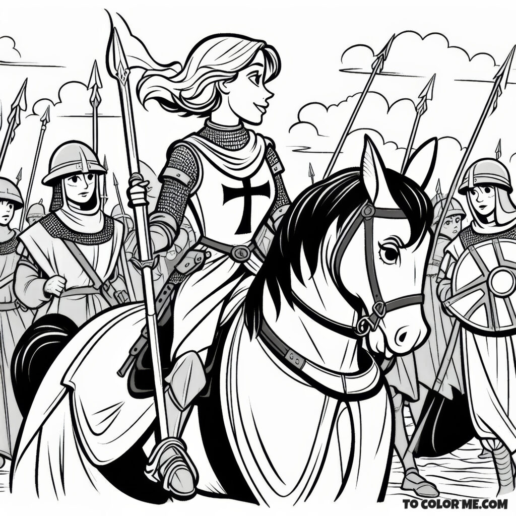 The Visionary Saint Joan of Arc - A Coloring Page Experience
