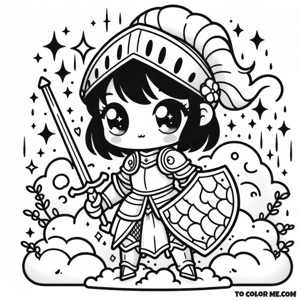 Medieval Warrior Joan of Arc Printable Page - Step back in time with detailed illustrations