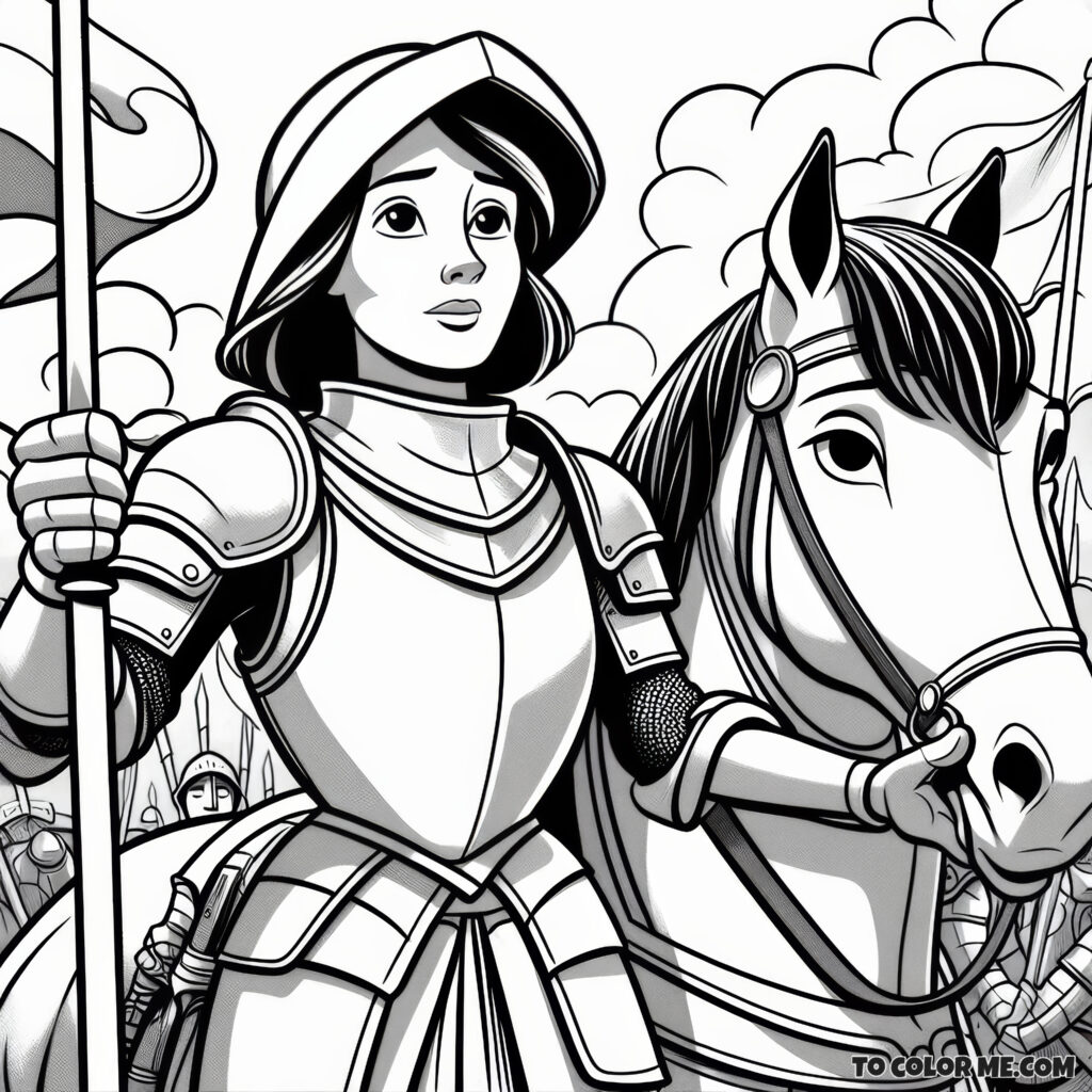 Joan of Arc: The Luminous Saint - A Coloring Page Tribute
