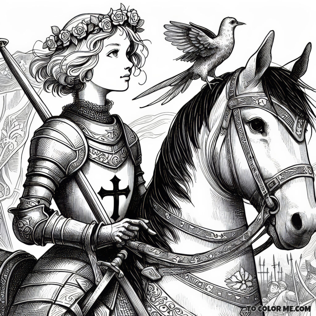 Joan of Arc: The Beacon of Bravery - A Coloring Journey
