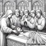 The Holy Burial: Saint Joanna’s Pious Moment with Saint John - Interactive Coloring Sheet