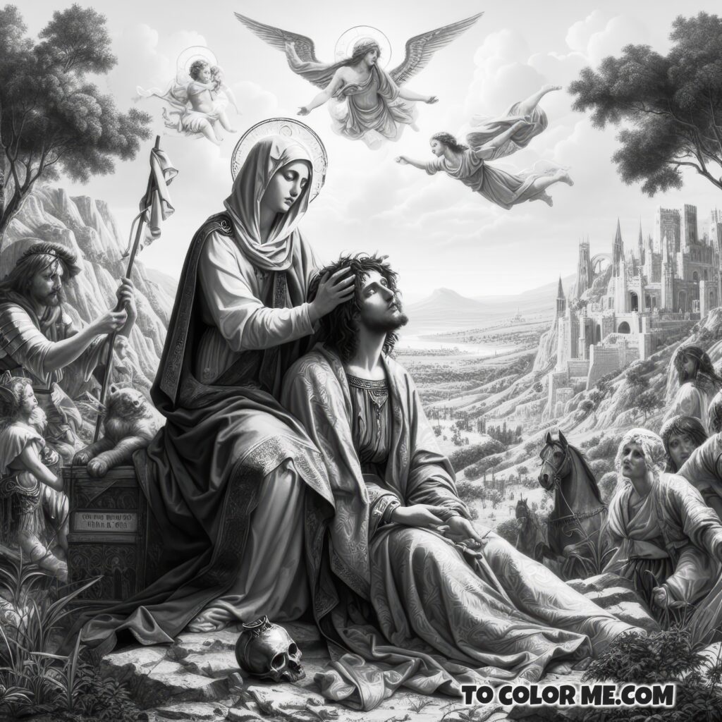 Saint Joanna’s Historic Revelation: Constantine’s Era Coloring Activity - Download Now