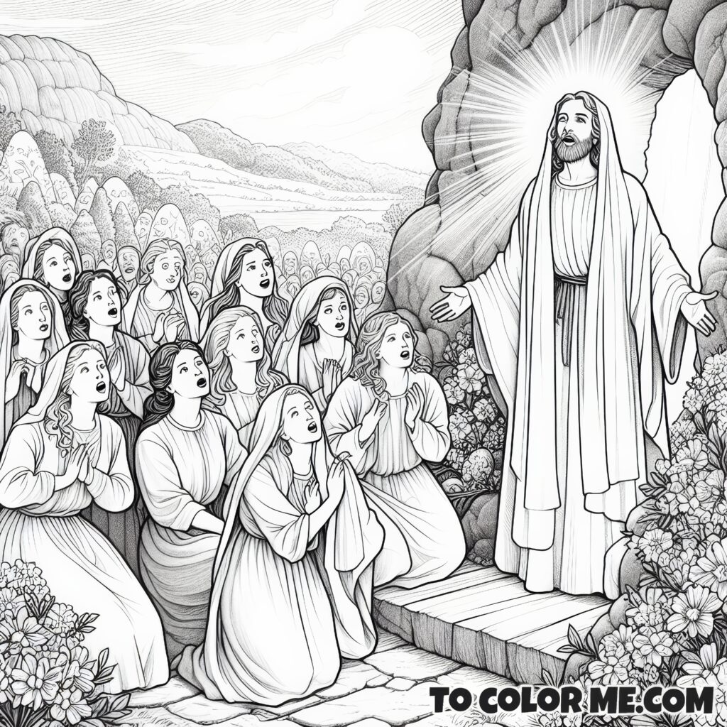 Dawn of Hope: Saint Joanna’s Easter Morning Witness Coloring Experience