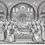 Sacred Moments Captured: Saint Joanna at Saint John the Baptist’s Resting Place - A Coloring Journey