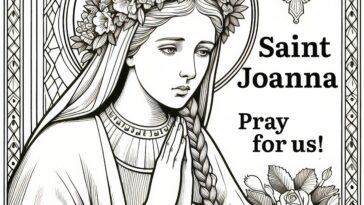 Colorful Serenity: Saint Joanna Praying for the Faithful - An Inspirational Coloring Experience