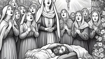 Saint Joanna’s Solemn Tribute: The Honorable Burial of Saint John the Baptist - Coloring Page