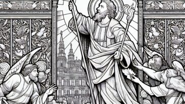 Saint John Before the Emperor: A Coloring Page of Faith