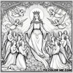 Heavenly Glory: Saint Julia’s Eternal Reign - Angelic Coloring Page