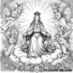 Angelic Ascension: Saint Julia Crowned in Heaven - Divine Scenes to Color