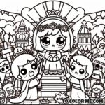 Adorable Defiance: Saint Julia’s Festival of Faith - Kawaii Style Coloring Page