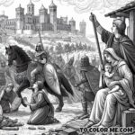 Saint Julia’s Valor Amidst Carthage’s Siege - An Artistic Rendition to Color