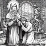 Coloring Serenity: Saint Julia’s Prayerful Moments Amidst Slavery - A Reflective Artistic Journey