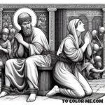 Saint Julia’s Faithful Service - A Coloring Page of Devotion in Slavery