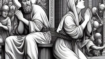 Saint Julia’s Faithful Service - A Coloring Page of Devotion in Slavery