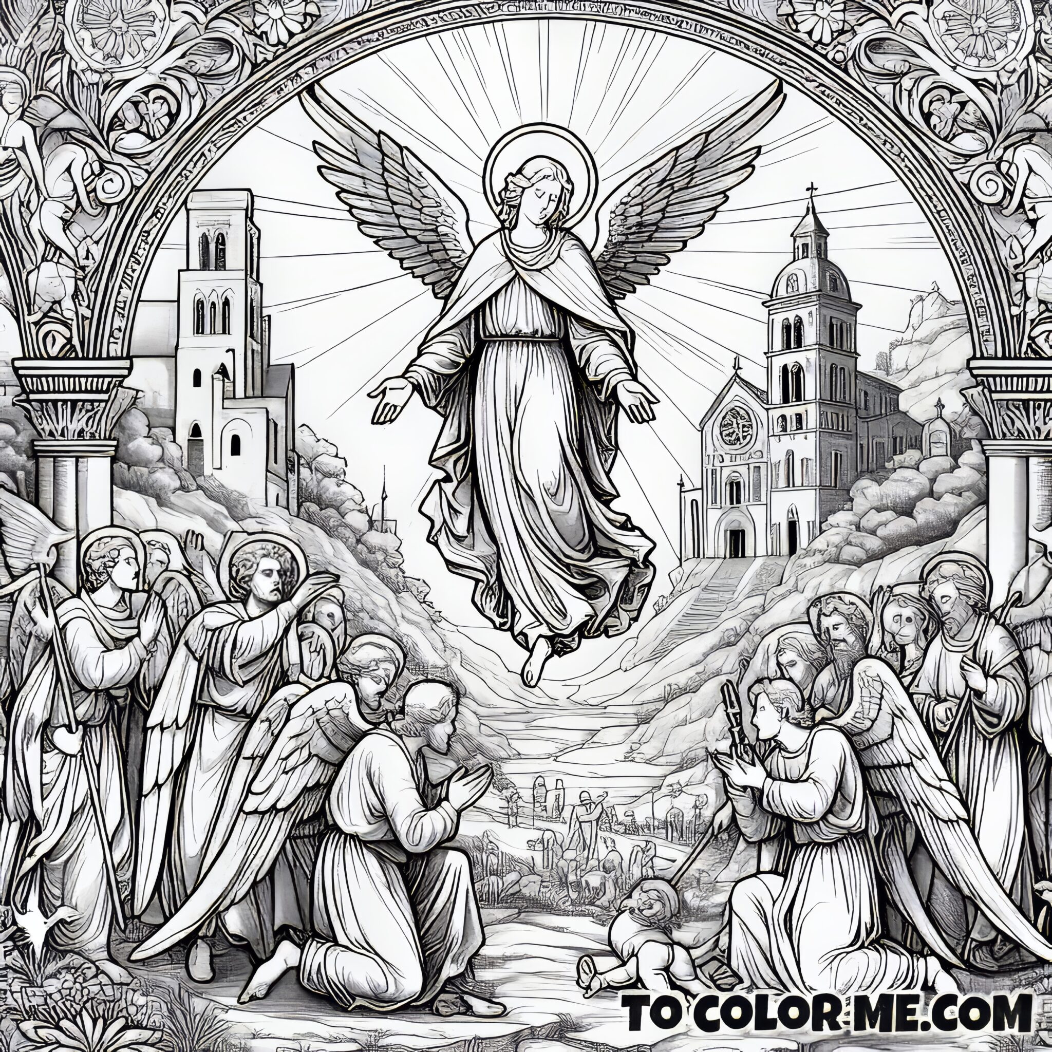 St. Michael’s Holy Apparition A Monte Gargano Coloring Page To Color