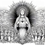 Tempest’s Haven: The Immaculate Heart of Mary Coloring Page
