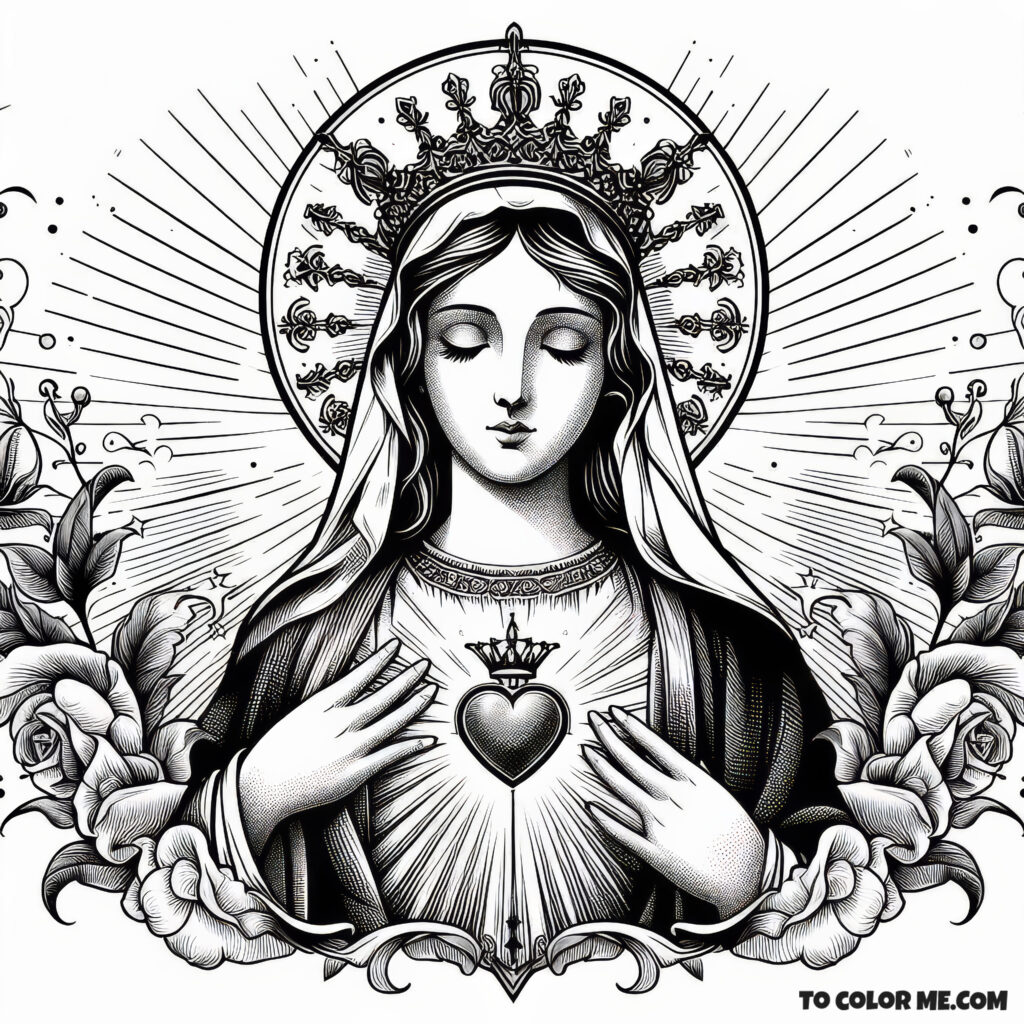 1945’s Marian Grace: Immaculate Heart Coloring Page