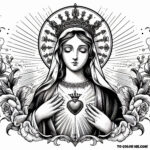 1945’s Marian Grace: Immaculate Heart Coloring Page