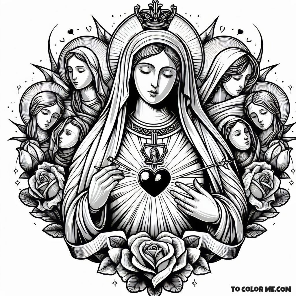 Immaculate Heart of 1945: A Coloring Page of Mary’s Mercy