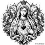 Immaculate Heart of 1945: A Coloring Page of Mary’s Mercy