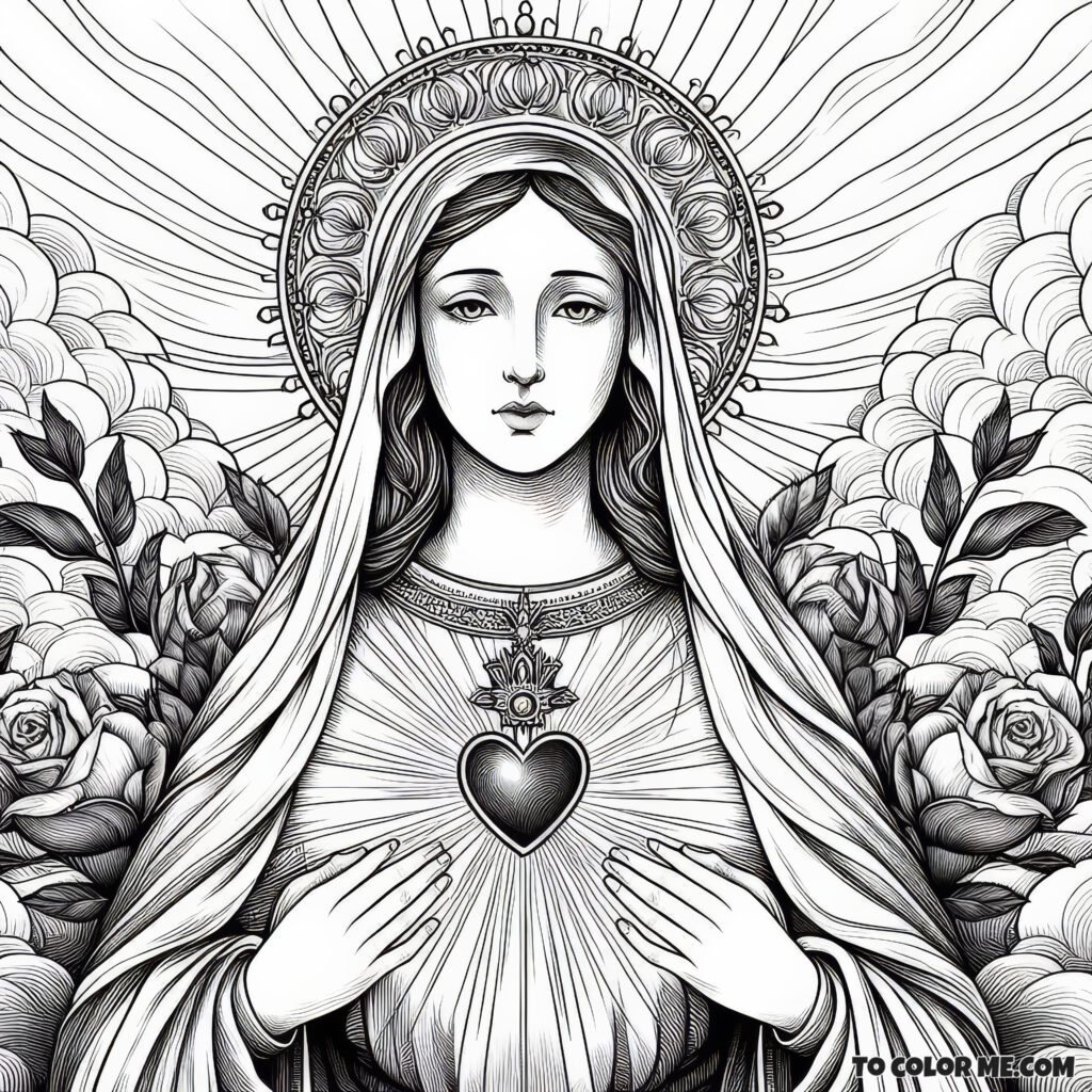 1945’s Marian Heart: A Coloring Page of Devotion