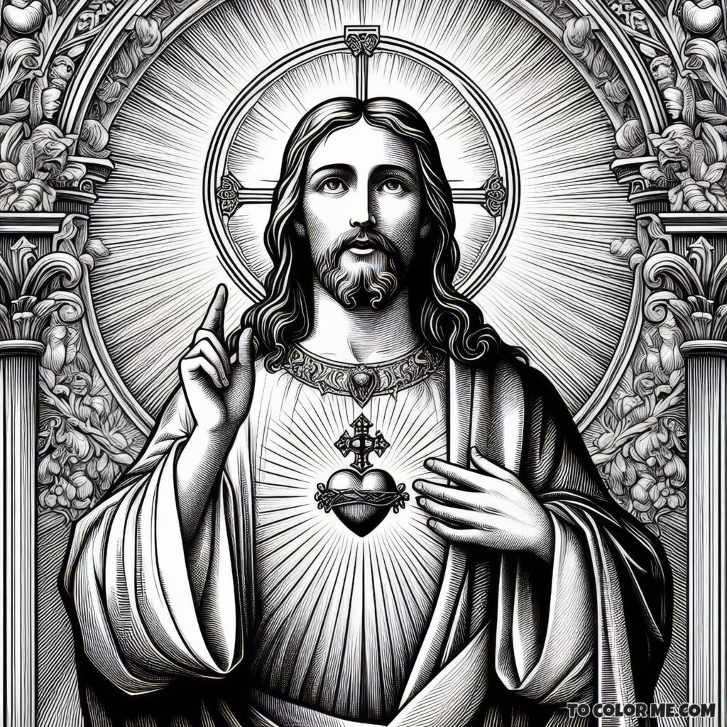 The Heart That Loves Limitlessly: Sacred Heart Coloring Page