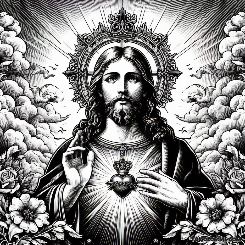 Jesus’ Heart of Infinite Love: A Devotional Coloring Page