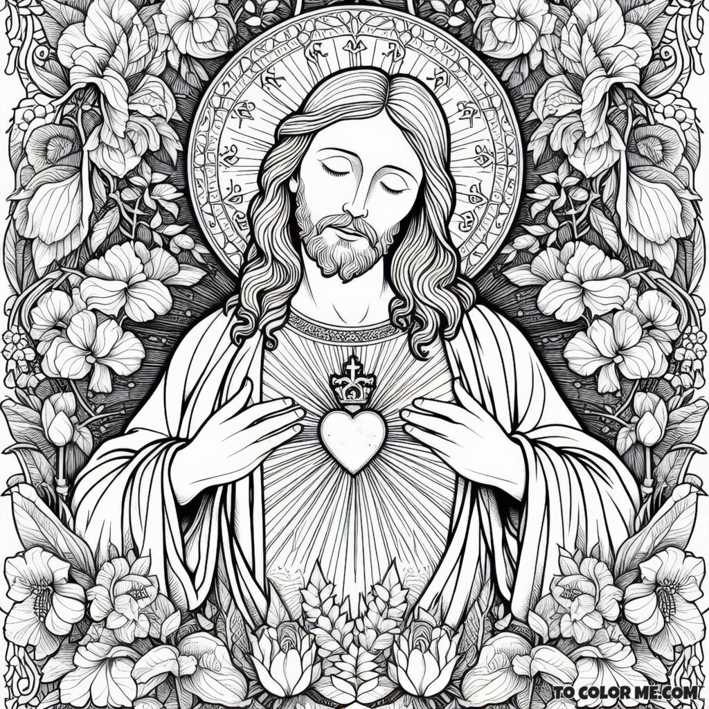 Sacred Heart of Jesus: A Coloring Page Celebrating Divine Love