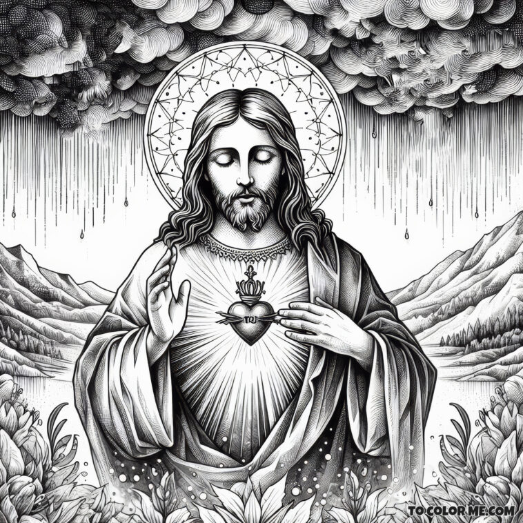 Sacred Heart of Jesus: A Coloring Page of Boundless Mercy – To Color Me