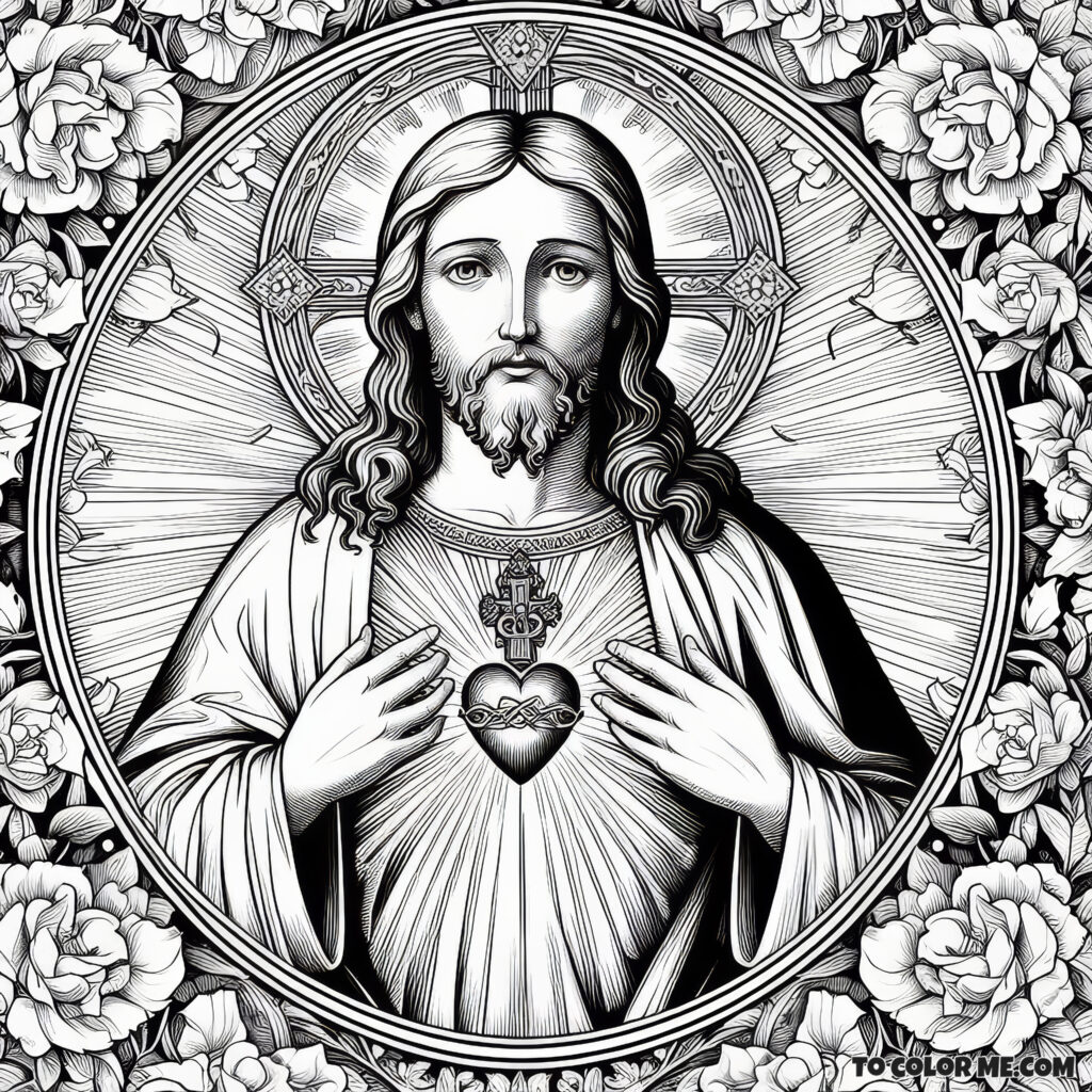 The Heart That Loves Forever: Sacred Heart Coloring Page